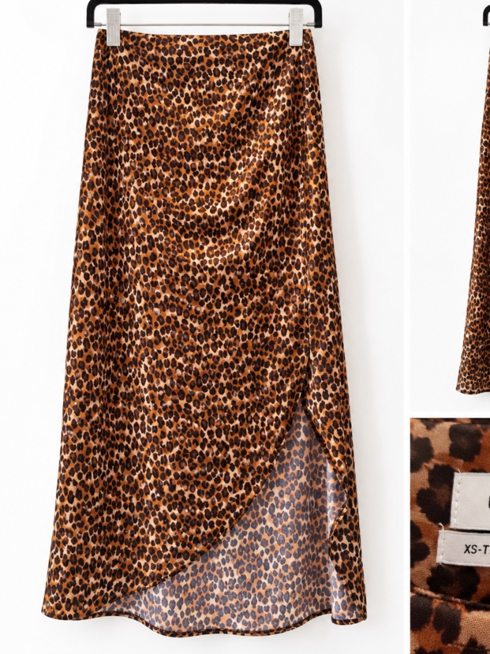 Urban Outfitters Leopard Print Midi Skirt Animal Print Side Slit Brown